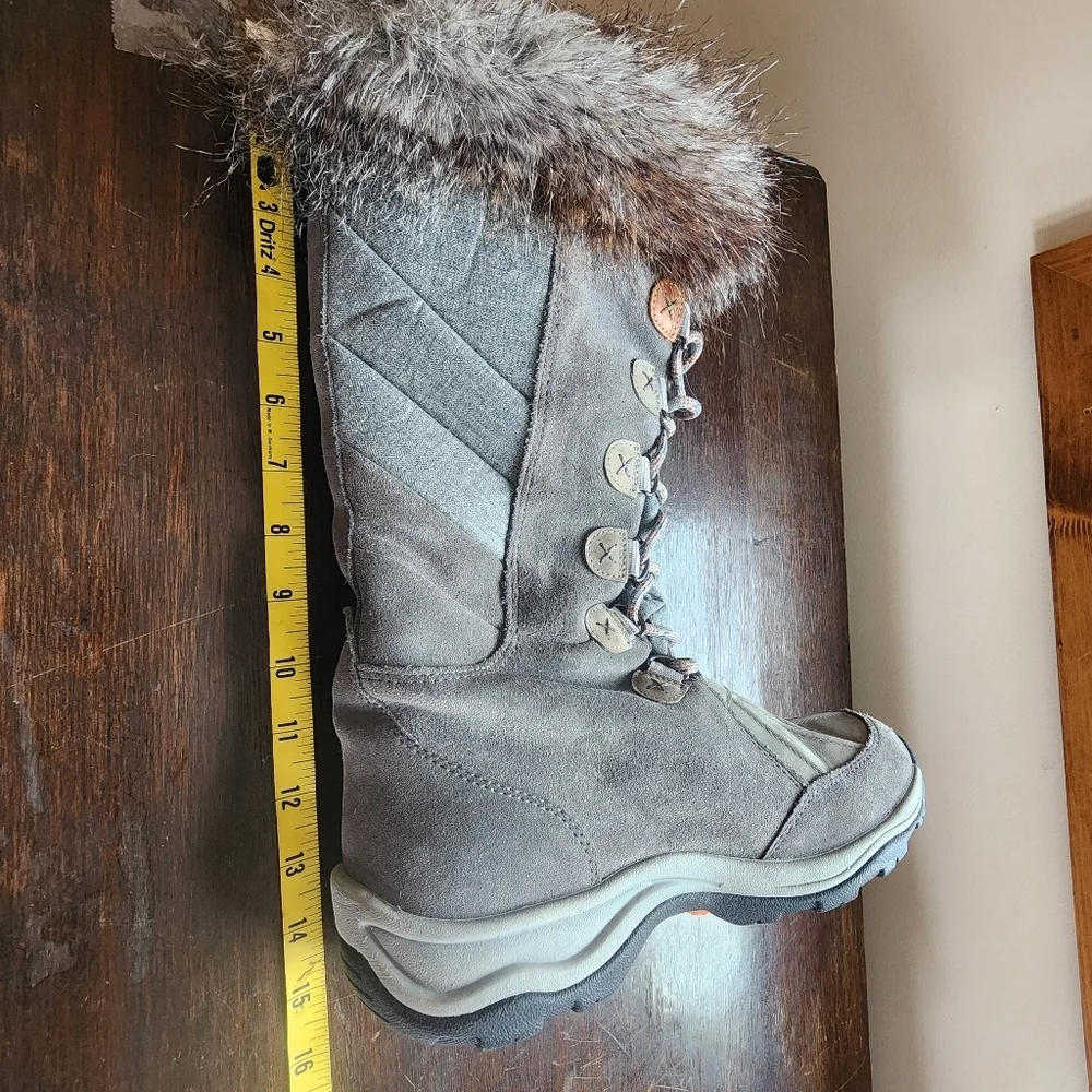 Women's Clarks Wintry Hi Tall Temps -20 C Grey Suede Winter Boots US 9.5 UK 7